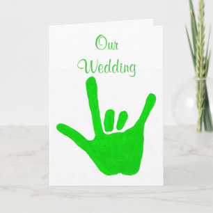 Invitations de mariage vert, Amour en Langue des S