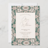 Invitations de mariage vert de dentelle rustique (Devant)