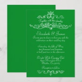 Invitations de mariage vert de luxe simple (Devant / Derrière)