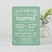 Invitations de mariage vert de Rustic Burlap (Debout devant)