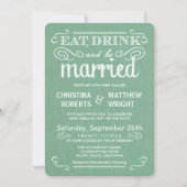 Invitations de mariage vert de Rustic Burlap (Devant)