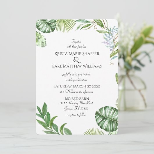 Invitations de mariage vert du comté de Rustic (Debout devant)