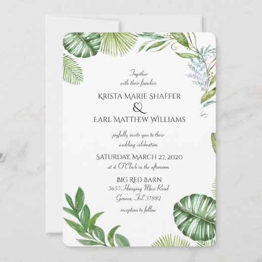 Invitations de mariage vert du comté de Rustic (Devant)