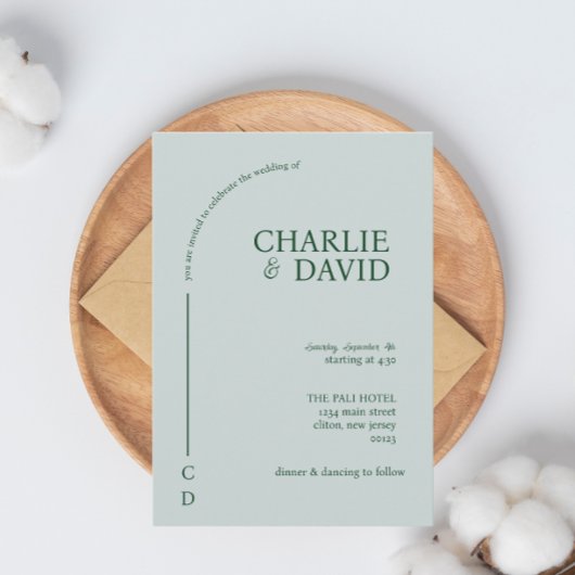 Invitations de mariage vert émeraude