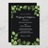 invitations de mariage vert et noir (Devant / Derrière)