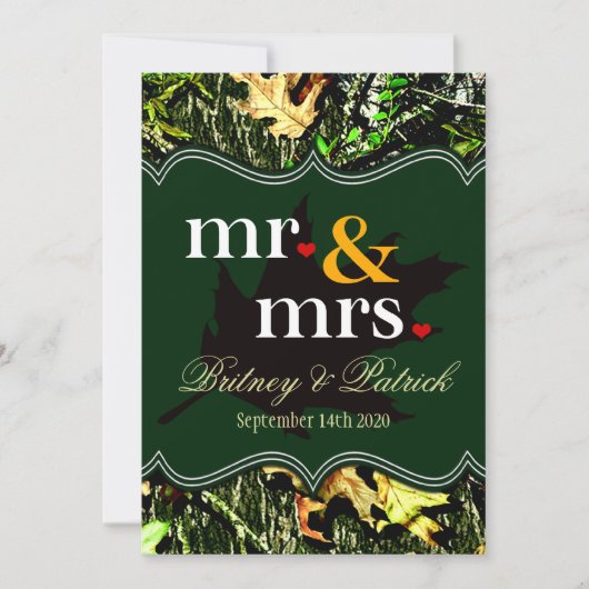 Invitations de mariage vert M. & Mme Hunting Camo (Devant)