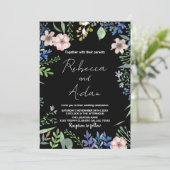 Invitations de mariage vert noir floral (Debout devant)