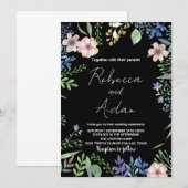 Invitations de mariage vert noir floral (Devant / Derrière)