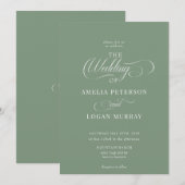 Invitations de mariage vert Sage (Devant / Derrière)