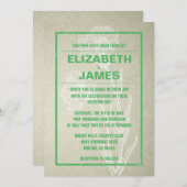 Invitations de mariage vert Vintage rustique (Devant / Derrière)