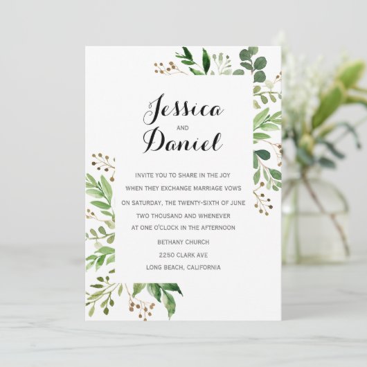 Invitations de mariage vertes Modèles (Debout devant)