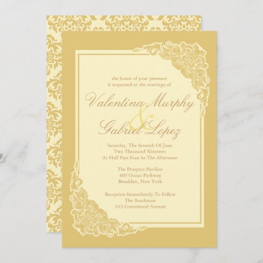 Invitations de mariage victoriennes élégantes (Devant / Derrière)