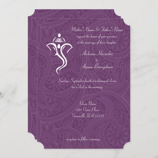 Invitations de mariage Vighneshvara (Devant / Derrière)
