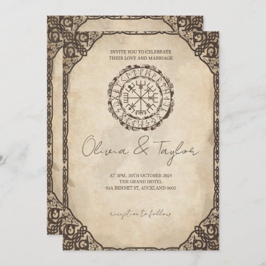 Invitations de mariage viking (Devant / Derrière)