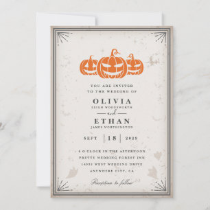 Invitations de mariage vintage à l'halloween