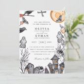 Invitations de mariage vintage à l'halloween (Debout devant)