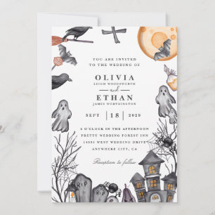 Invitations de mariage vintage à l'halloween
