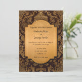 Invitations de mariage vintage arabe cadre (Debout devant)