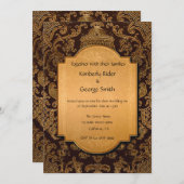 Invitations de mariage vintage arabe cadre (Devant / Derrière)