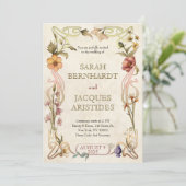 Invitations de mariage vintage Art Nouveau Déco (Debout devant)