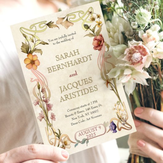 Invitations de mariage vintage Art Nouveau Déco