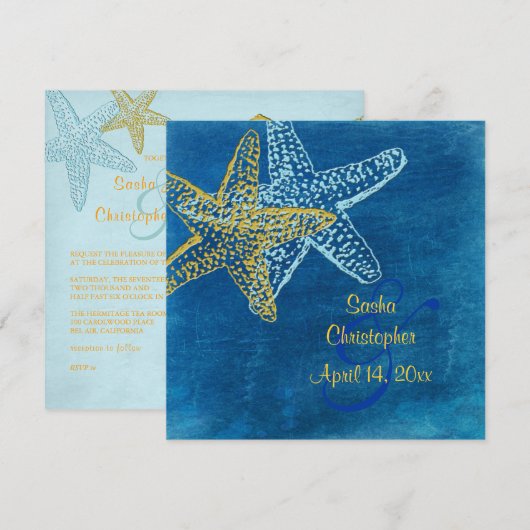 Invitations de mariage vintage Beach (Devant / Derrière)