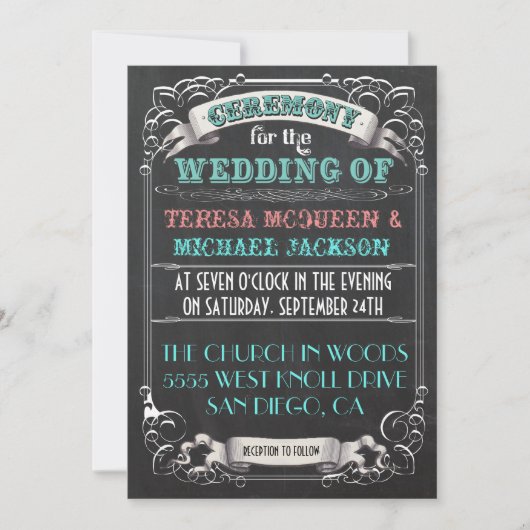 Invitations de mariage Vintage Blackboard (Devant)