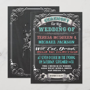 Invitations de mariage Vintage Blackboard