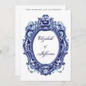 Invitations de mariage Vintage bleu (Devant / Derrière)