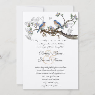 Invitations de mariage vintage Bluebirds