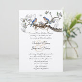 Invitations de mariage vintage Bluebirds (Debout devant)