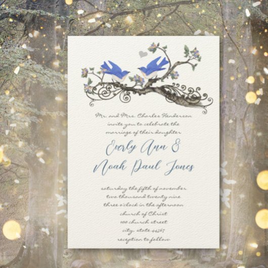 Invitations de mariage vintage Bluebirds