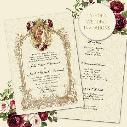 INVITATIONS DE MARIAGE VINTAGE CATHOLIQUE