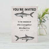 Invitations de mariage vintage dans l'océan des re (Debout devant)