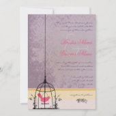 Invitations de mariage vintage d'aubergines de cag (Devant)