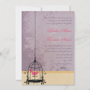 Invitations de mariage vintage d'aubergines de cag