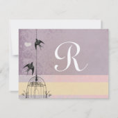 Invitations de mariage vintage d'aubergines de cag (Dos)