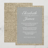 Invitations de mariage Vintage de Burlap (Devant / Derrière)