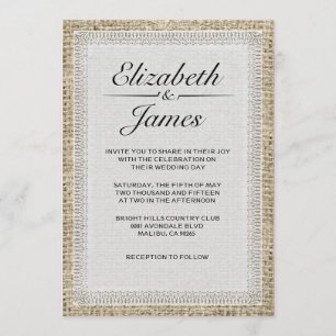 Invitations de mariage Vintage de Burlap en noir e