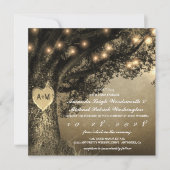 Invitations de mariage vintage en chêne sculpté ru (Devant)