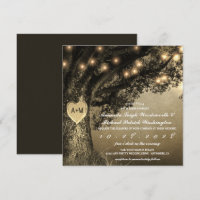 Invitations de mariage vintage en chêne sculpté ru