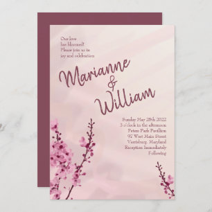 Invitations de mariage vintage en fleurs de cerise