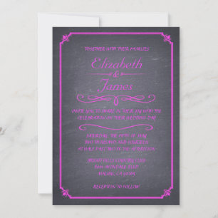 Invitations de mariage Vintage en tableau noir ros