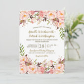 Invitations de mariage vintage Gold Blush Pink Peo (Debout devant)