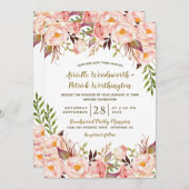 Invitations de mariage vintage Gold Blush Pink Peo (Devant / Derrière)