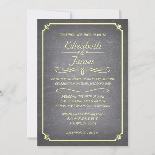 Invitations de mariage Vintage Jaune (Devant)
