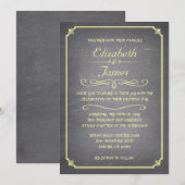 Invitations de mariage Vintage Jaune (Devant / Derrière)