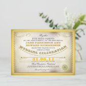 Invitations de mariage vintage jaune - billets (Debout devant)