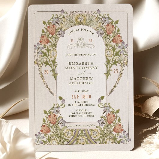 Invitations de mariage vintage par William Morris