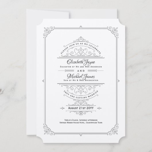 Invitations de mariage vintage Regency Kraft (Devant)